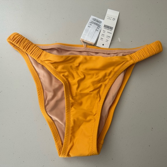 J.Crew Scrunchie-Strap Full-Coverage Bikini Bottom Size XXS Dandelion Yellow - Picture 2 of 7
